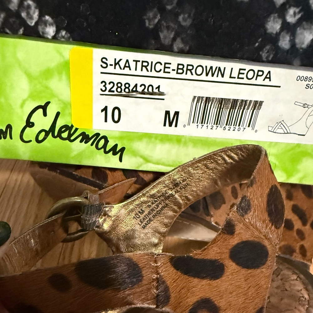 Sam Edelman Katrice Brown Leopard Animal Print Wedge Sandals - Picture 6 of 6